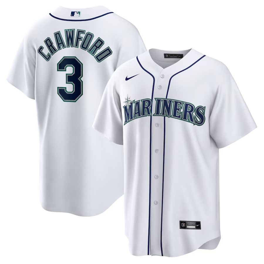 Men's Seattle Mariners JP Crawford #3 White Home Jersey